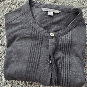 John Varvatos Black Pleated Cotton Long Sleeved Button Up Shirt Size L